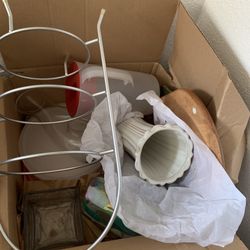 Box With Dishes And Vases $8 