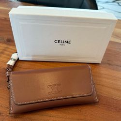 Celine Sunglasses Case (2024) Brown leather wristlet, Brand new with box