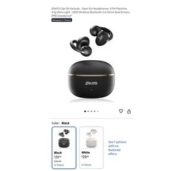 Brand new Clip-On Earbuds - Open Ear Headphones: 6.5H Playtime, 4.7g Ultra-Light - 2025 Wireless Bluetooth 5.4, 12mm Dual Drivers, IPX6 Sweatproof  Wh
