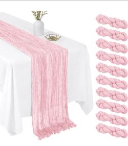 Light Pink 17 x 108 Inch Cheesecloth Table Runner - Boho Gauze Sheer Fabric for Wedding Baby Shower Party Home Decor $4 each 10 available