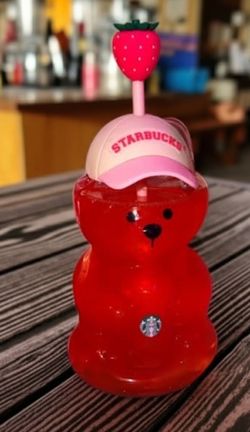 Starbucks Bear Shape Cup with Strawberry Straw