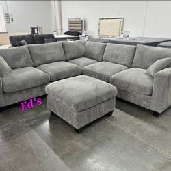 BRAND NEW 4PCS SECTIONAL SOFA SET WITH OTTOMAN AND ACCENT PILLOW INCLUDED $499+tax 