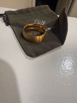Double Accent Tungsten Carbide Gold-Tone Band (size-9)