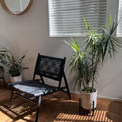 Mid Century Inspired Plant Stand & White Ceramic Plant Pot (plant not included)
