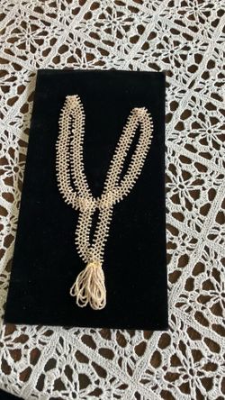 Vintage white seed bead 20” long necklace