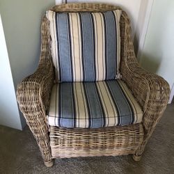 Wicker chair - excellent condition- nice custom cushions