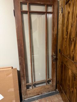 Vintage Wood Door with Glass Panels