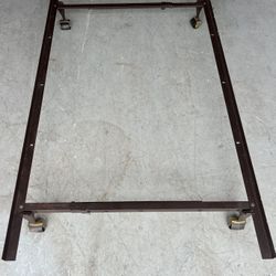 Two Twin Metal Bed Frames – Convertible Base with Wheels