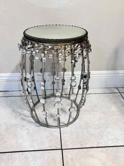 Antique Glass Top End Table 19”H