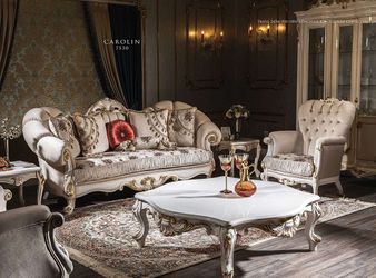 Handmade Baroque Living Room Set — Carolin 7530 Solid Wood