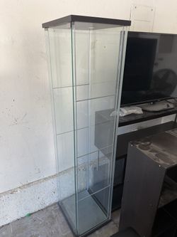 Discontinued IKEA DETOLF Glass Display Cabinet - Black-Brown