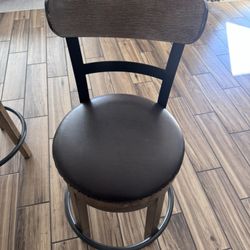 (2) Brown Countertop Height Bar Stools