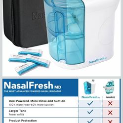NASALFRESH MD Premium Bundle-Dual Powered Nasal Irrigation System Nasal Rinse and Wash, Sinus Decongestant Relief System