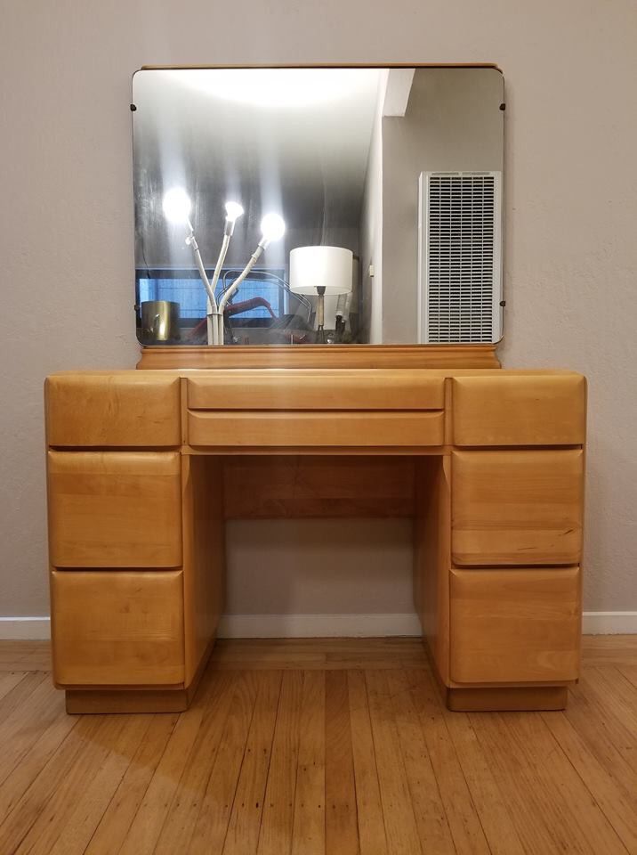 Vintage Art Deco Solid Birch Vanity Table - Russel Wright Stardust MCM