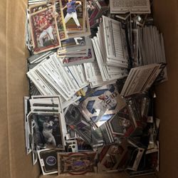 Box Of Baseball Basketball And Football Base Cards 