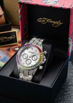 Ed Hardy Crystal Chronograph Watch