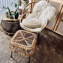 Rattan Chair & Ottoman