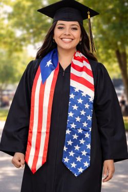 Graduation scarf flag US and Puerto Rico