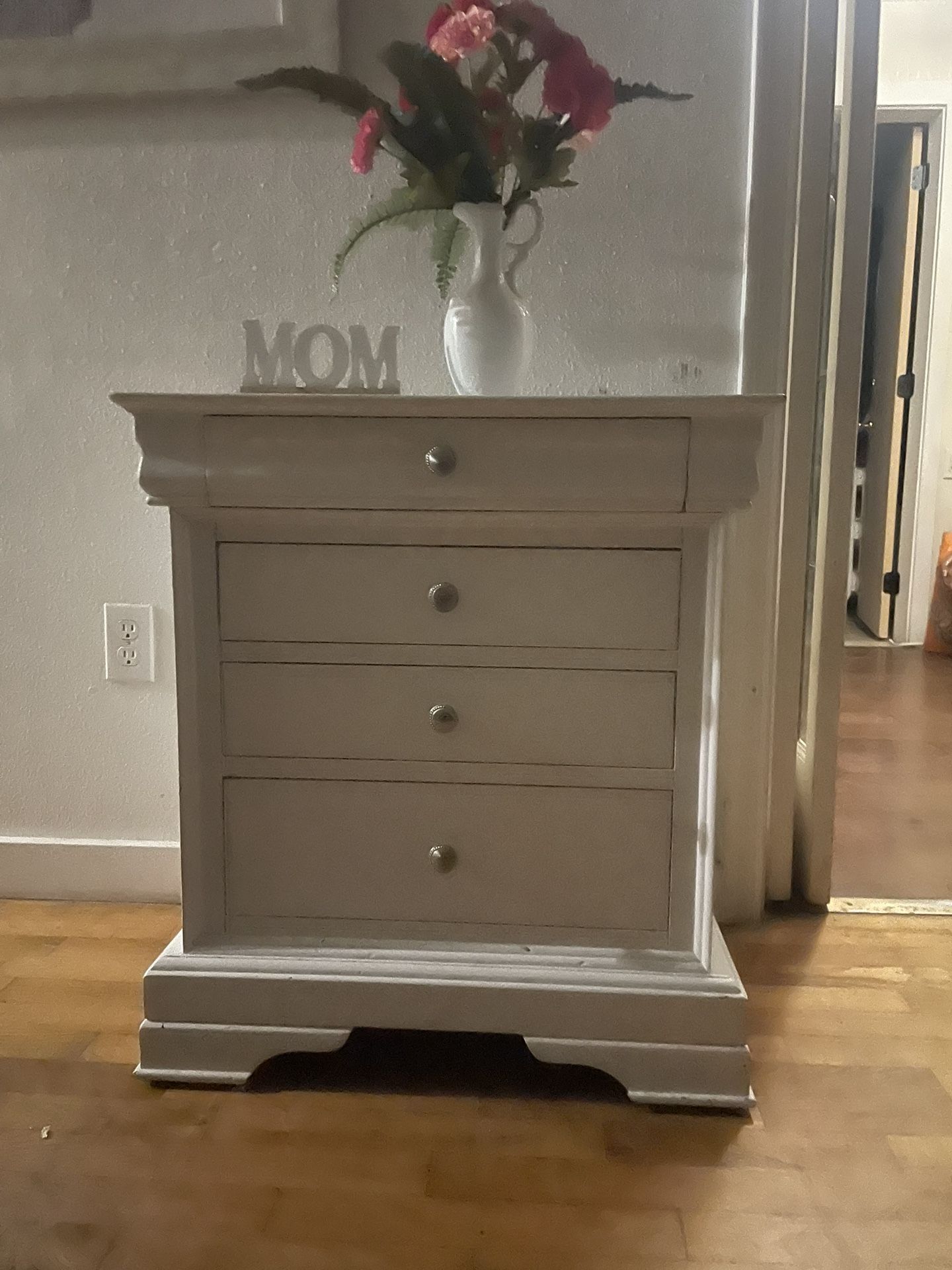 White 4 Drawers Nightstand 28tallx25wide X 19deep