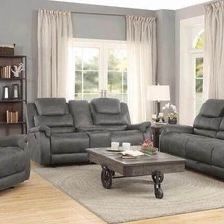 Brand New 2 PC Dark Grey Reclining Sofa and Love Seat