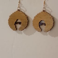 Afro Woman silhouette Wooden Earrings