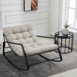 Beige Color Fabric Rocking Chair