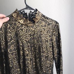 Rachel Zoe black & gold Midi dress Size 6
