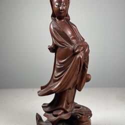 Antique Chinese Boxwood Carving Of Granting 7” 