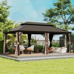 12' X 18 Hardtop Gazebo, Upgraded
Metal Gazebo with
Drainage System
Dual-Layer Galvanized Steel Roof
Curtain and Netting.
Outdoor Shelter
Canopy fo