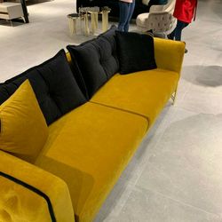 Jasmine Mustard Velvet Sofa & Loveseat 2019