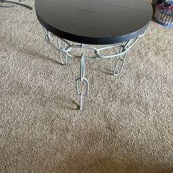Chain Side Table Dark Wood Top 