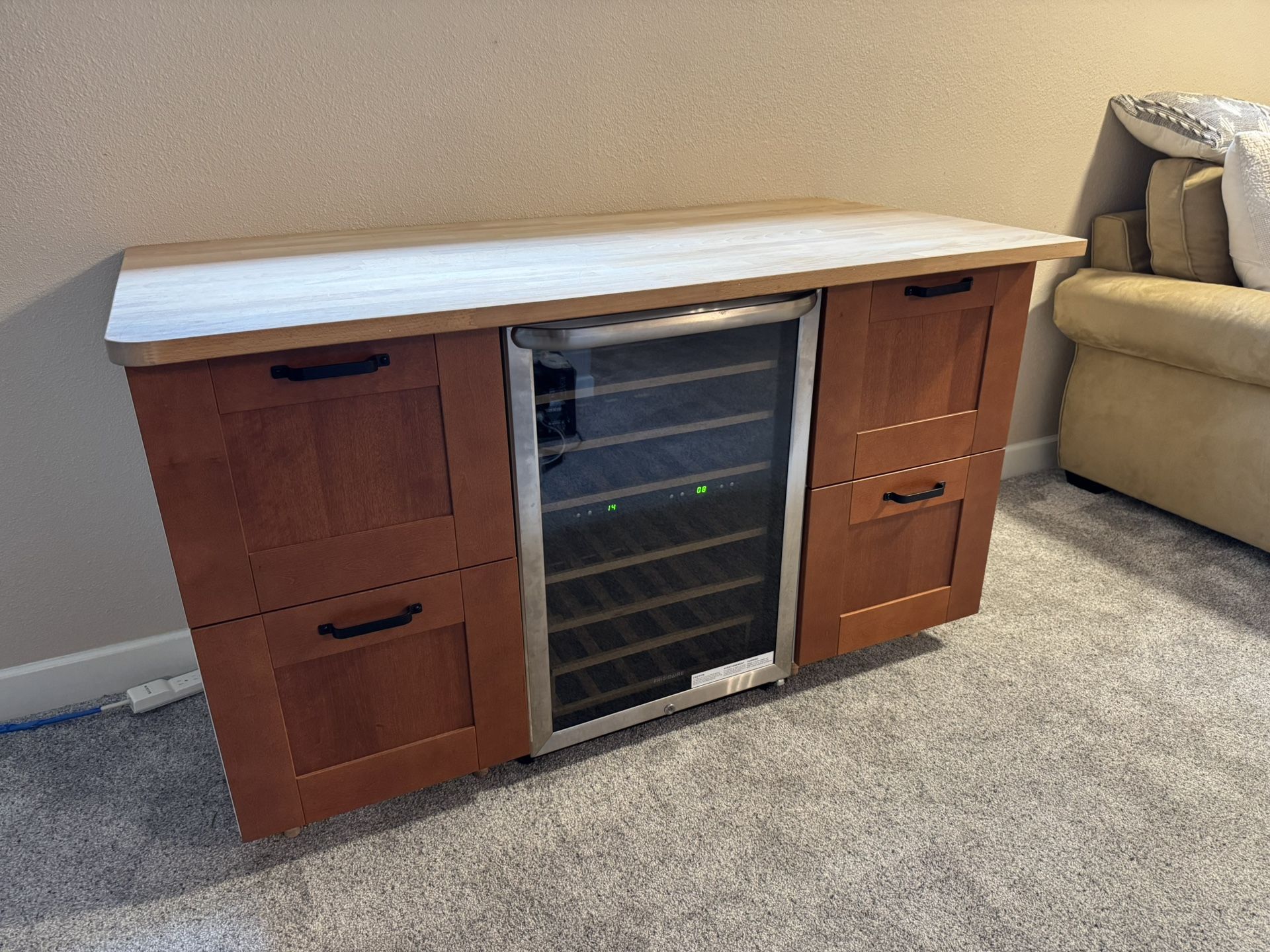 Bar with wine fridge and drawers
