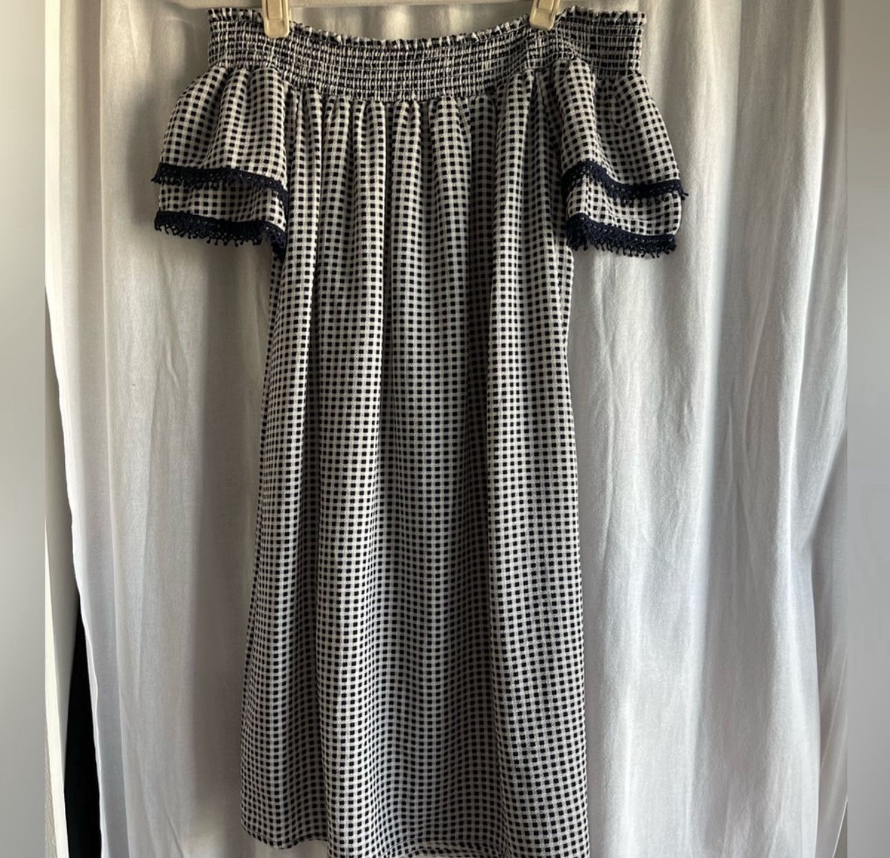 Women’s black and white plaid dress medium 