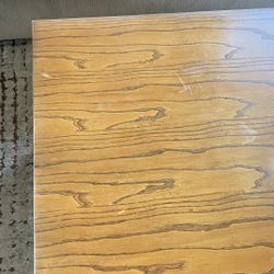 Modern Oak-Finish Coffee Table with Lower Shelf