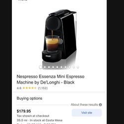 nespresso essenza mini espresso machine by de'longhi black
