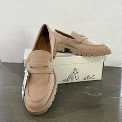 a new day Archie faux Suede Lug Penny Loafers in Nude memory foam 10