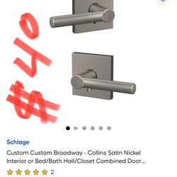 Schlage offers a range of unique designs and finishes to express your personal style. Schlage Custom Custom Broadway - Collins Satin Nickel Interior o