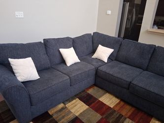 Blue Gray Fabric Sectional Sofa! Free Delivery!