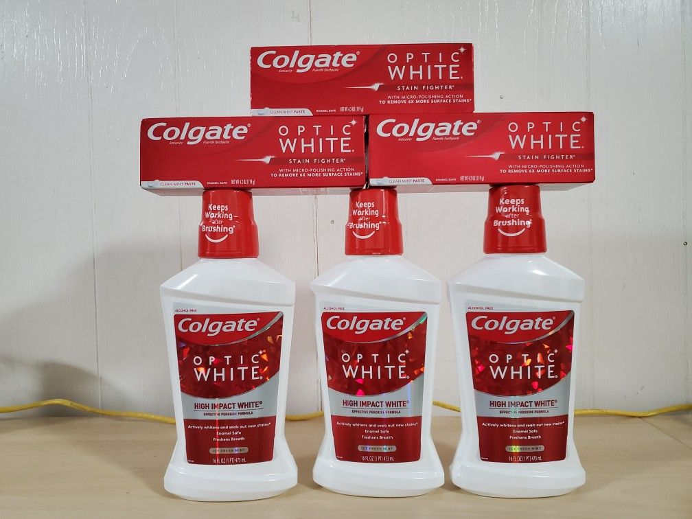 Colgate optic white toothpaste/mouthwash bundle