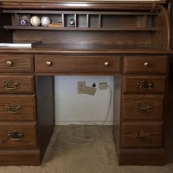 Oak Writing Desk W/ Roll top 