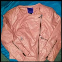 Cropped faux leather PINK jacket MEDIUM
