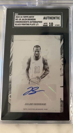 Jalen Brunson 1/1 Autograph Plate SGC 10 New York Knicks Champions MVP (VERY RARE!)