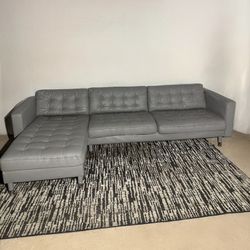 FREE DELIVERY (Grey Leather L-Shaped Sectional)