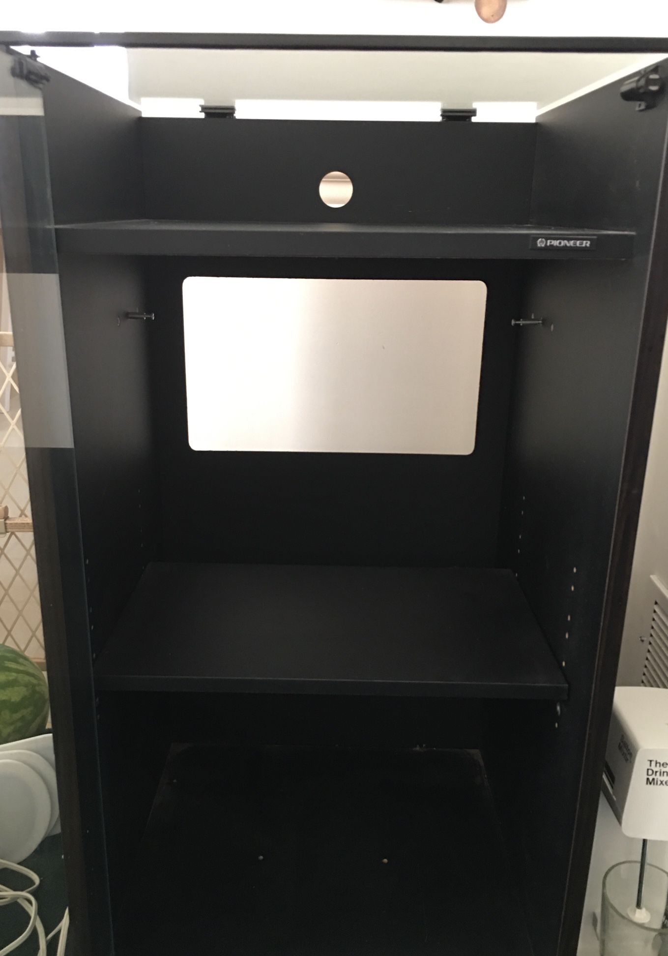 Black Pioneer Cabinet With Glass Top