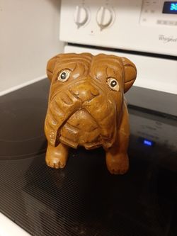 Wooden Bulldog Figurine