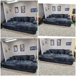 NEW 66X108 WIDE BED DAY SOFA PAISLEY GUNMENTAL And PAISLEY BLACK  Couch 2pc/ More Color Available 