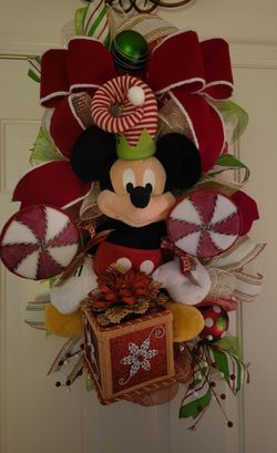Mickey Mouse Christmas Holiday Door Wreath