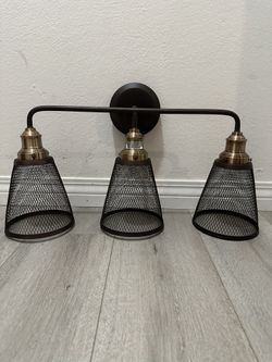 Rustic Caged Three Light Vanity Light 