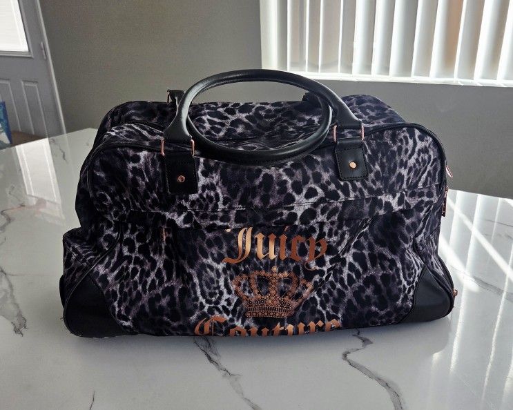 Juicy Couture Logo Crown Leopard Rolling Duffle Bag 