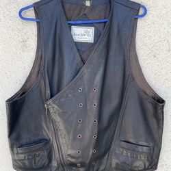 Black Leather Vest Italian Designed Size L